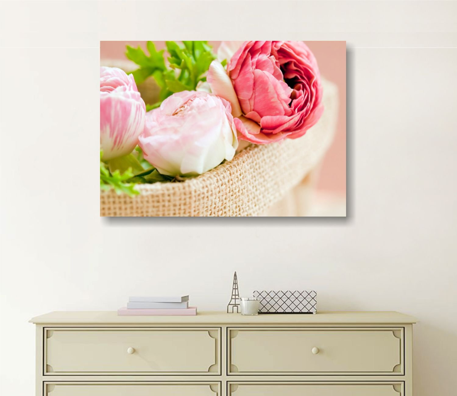 Quadri L&C ITALIA Rose Vintage 7 - Quadro Moderno Shabby Chic con Fiori 70 x 50 per Soggiorno Camera da Letto Cucina Stampa su Tela da Parete