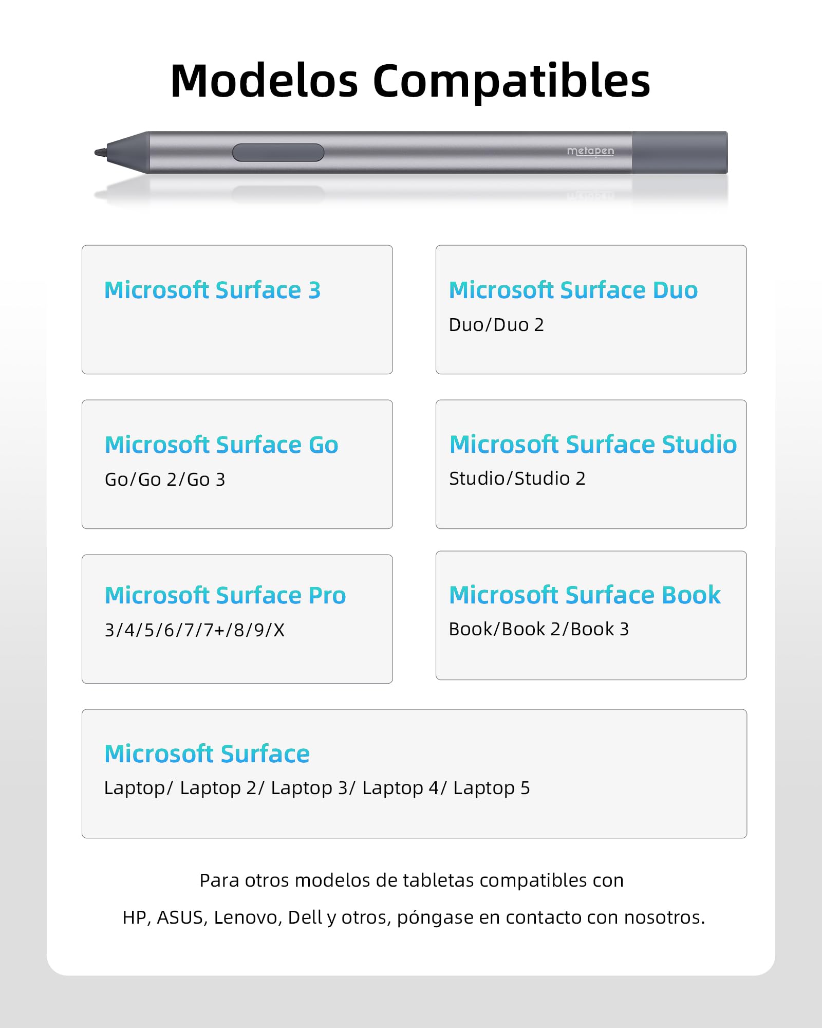 Metapen M2 Biz Lápiz para Surface, 180 Días de Duración de la Batería, 4096 Nivel de Presión, Botón 2 en 1, Sensible a la Inclinación, Surface Pro X/9/8/7/6/5/4/3, Surface 3, ASUS VivoBook Flip 14