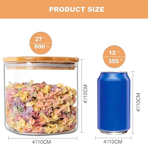 Miniatura 2 de YUNCANG Tarros de almacenamiento de vidrio de 27 onzas juego de 6, recipientes de almacenamiento de alimentos de vidrio transparente con tapa