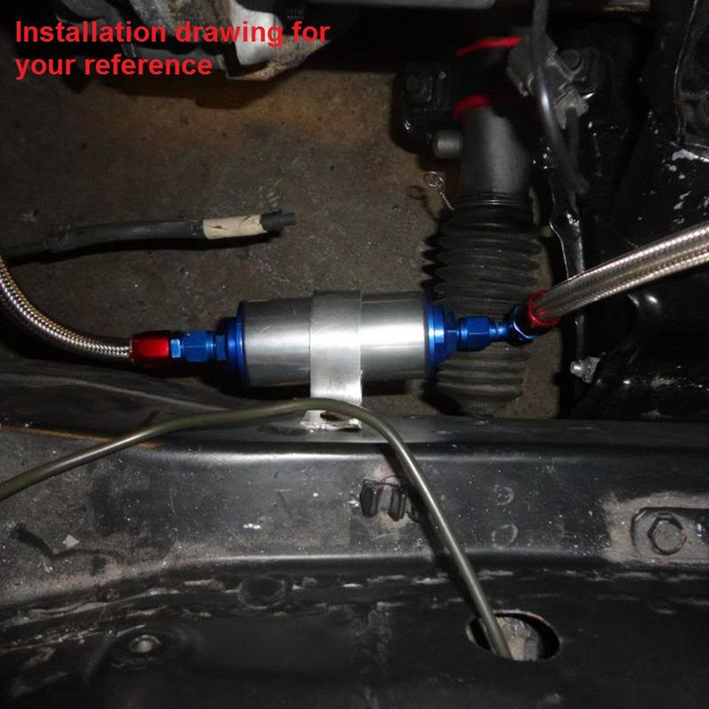 Epman Filtre à carburant universel Jdm Sport High Flow Racing avec élément 100 microns 8,6 mm/AN6/AN8/AN10 (bleu, AN10)
