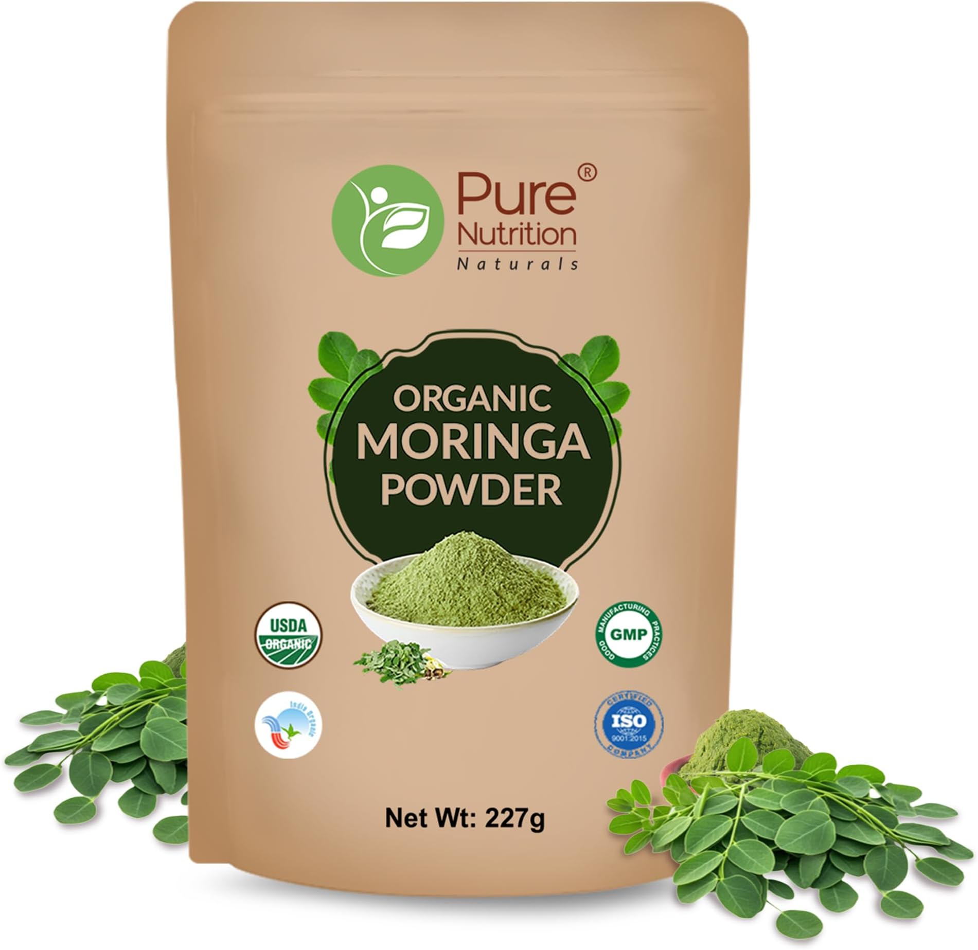 - Pure Nutrition Naturals Organic Moringa Powder (227G),(Moringa Oleifera),Ayurvedic Superfood,Herbal Supplement For Holistic Wellness,Digestion,Immunity & Weight Mangement - 1 Count