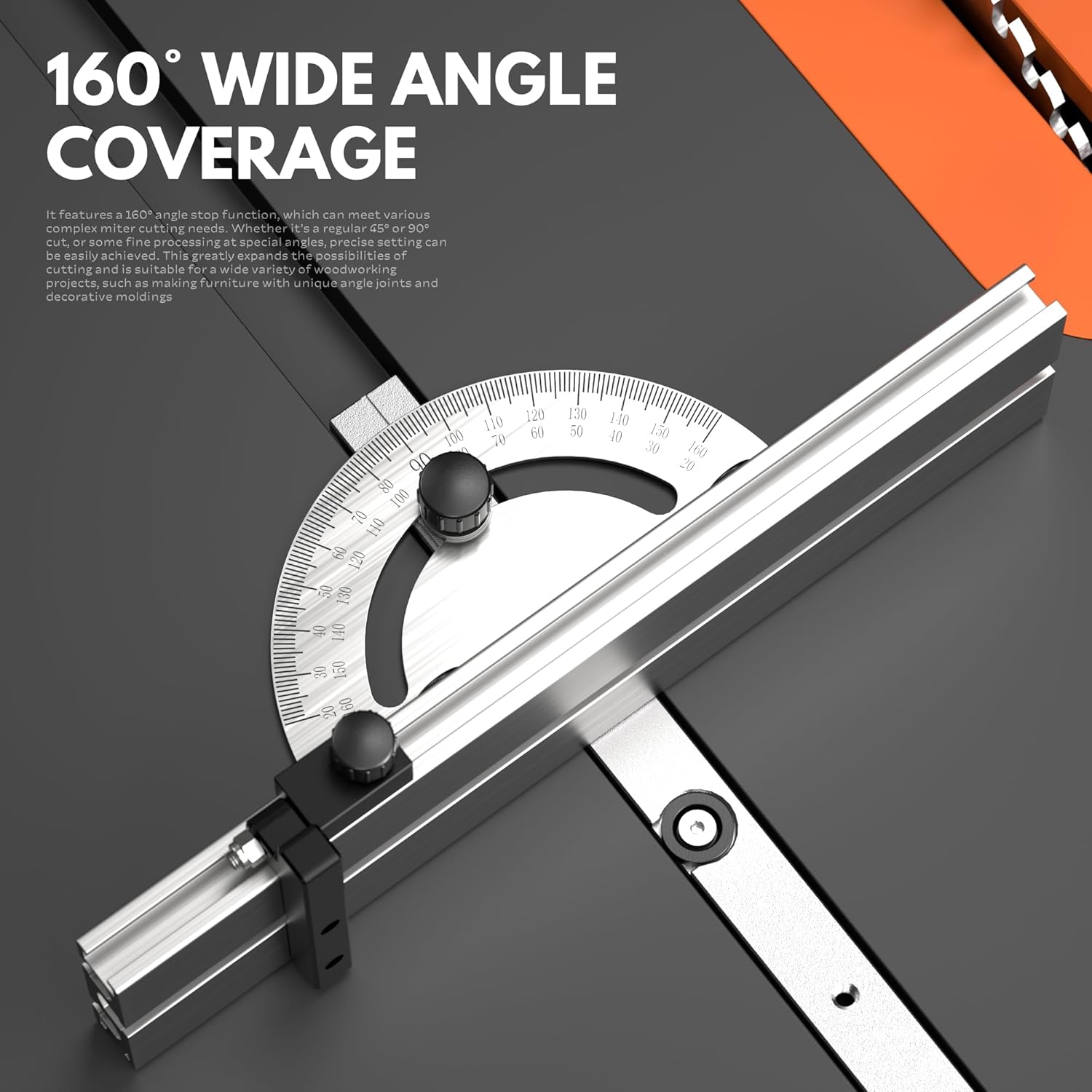 Precision Miter Gauge, Miter Gauge for Table Saw, with Miter Gauge Fence and Limit Stopper, 20-160° Angle Stops, Adjustable for Bandsaw Router Table, 250mm x 300mm
