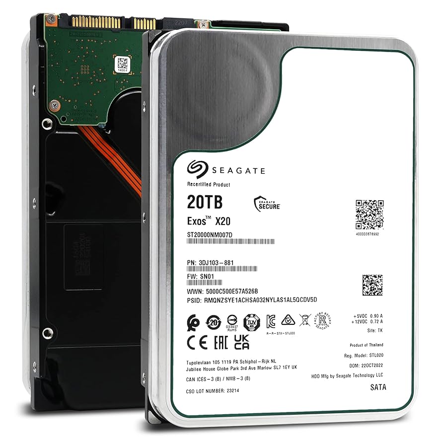 Amazon.com: Seagate Exos X20 ST20000NM007D 20TB 7.2K RPM