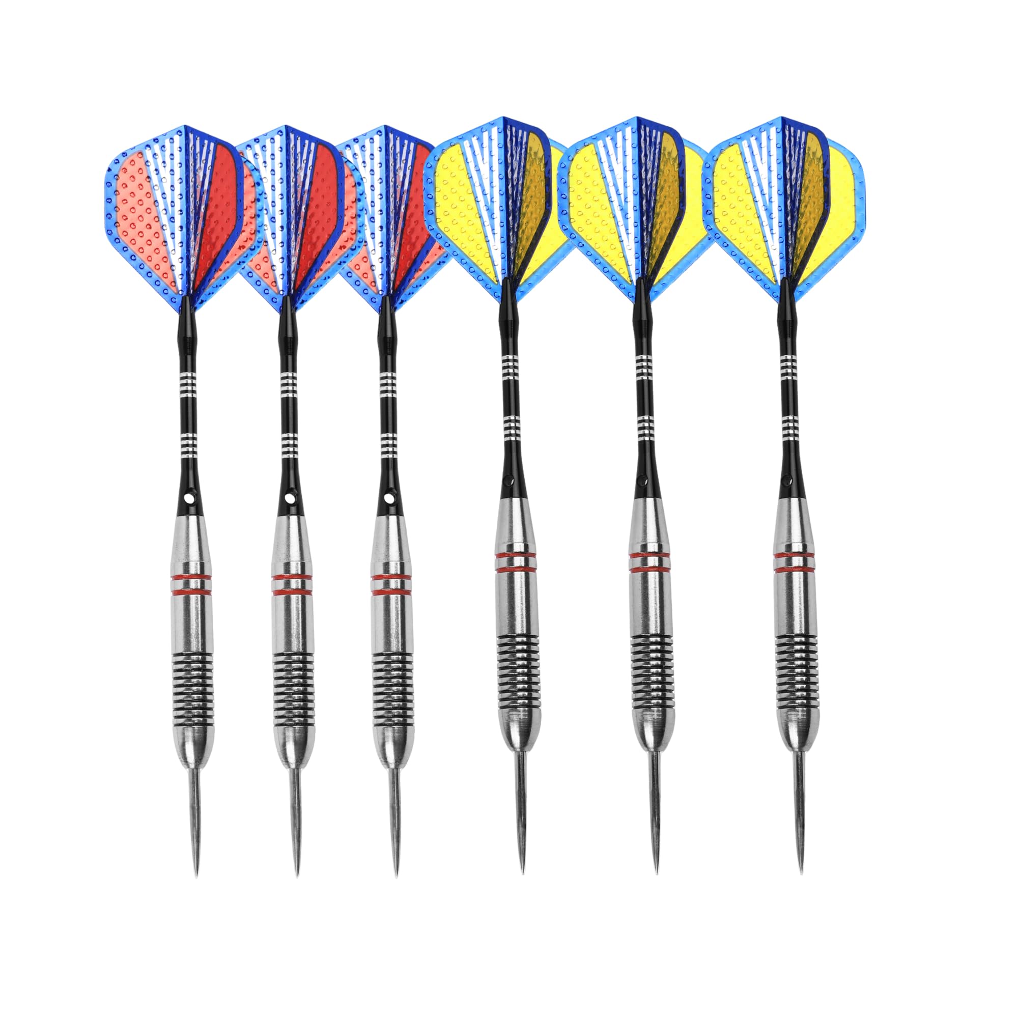 FUZVOL Professional Darts Set Steel Tip-Aluminum Stems Darts Flights with 24 Grams-6 Packs Red And Yellow