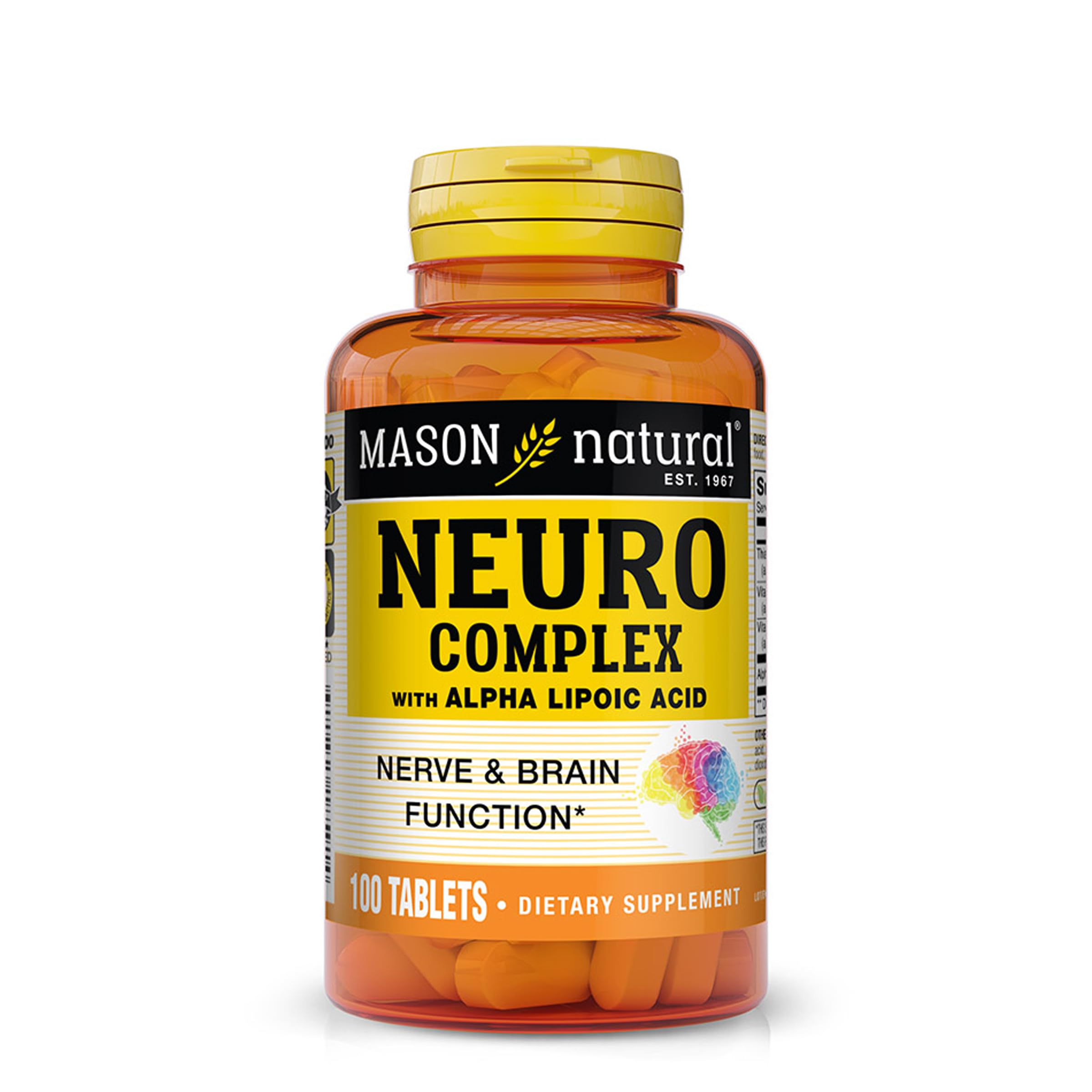 MASON NATURAL Neuro Complex with Alpha Lipoic Acid & Vitamin B12, Suitable for Vegetarians, 100 Tablets