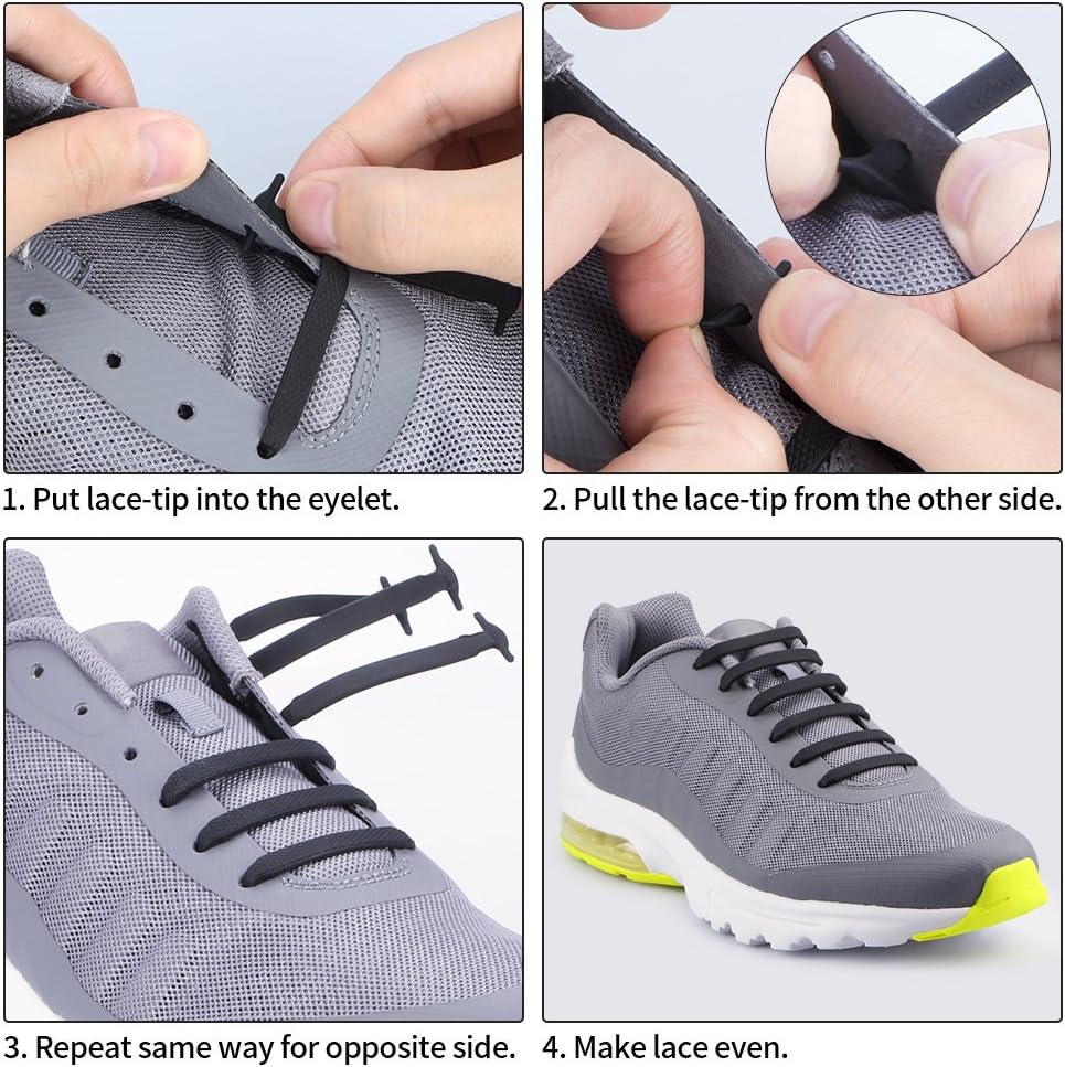  No Tie Shoelaces for Kids and Adults Stretch Silicone Elastic No Tie Shoe Laces thumbnail