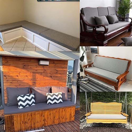 Miniatura 7 de Cojín de banco para interiores y exteriores, impermeable, para asiento de silla de jardín, patio, columpio, espuma suave y gruesa, para muebles