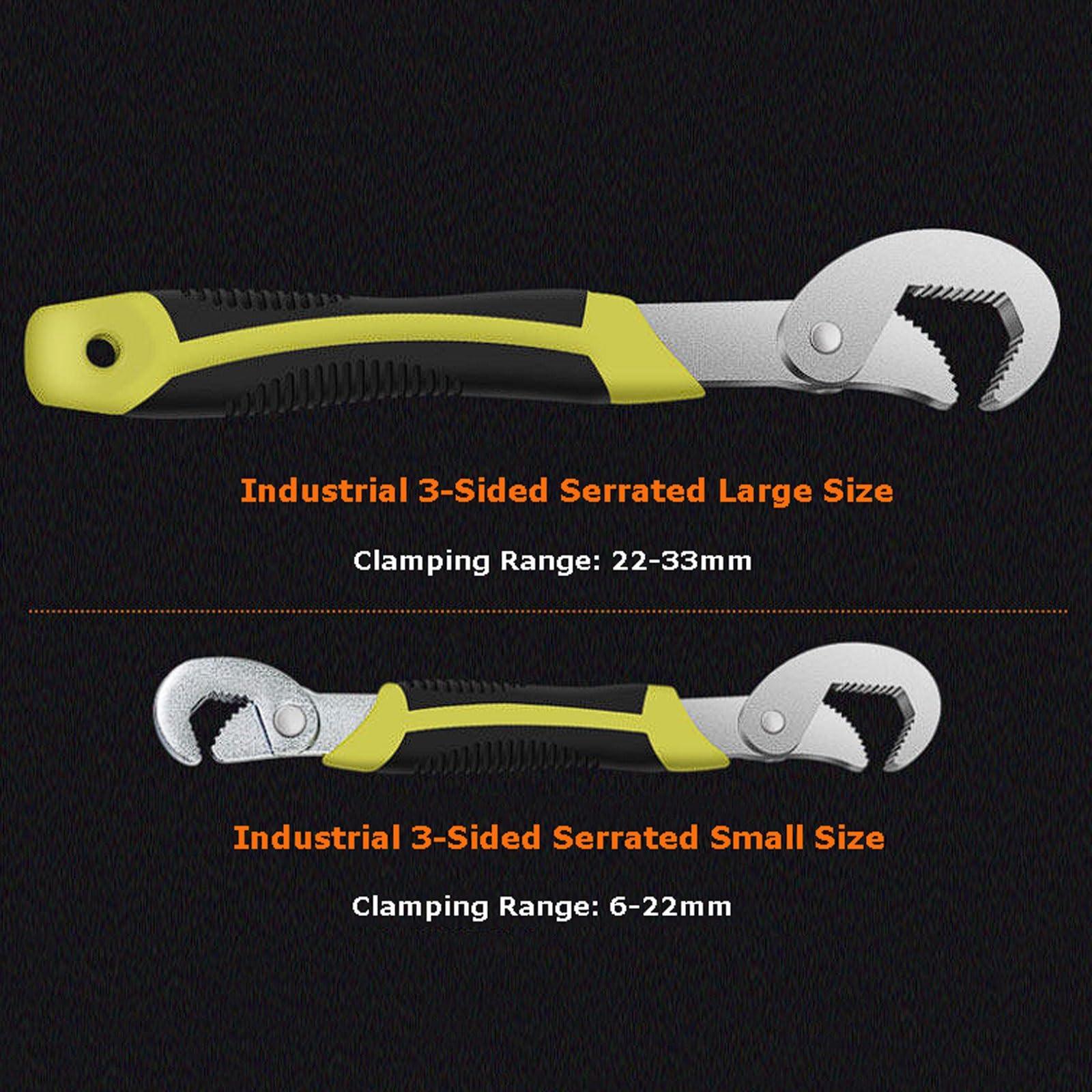 Set di Chiavi Regolabili Multiuso per Tubi, 2 Pezzi a Forchetta con Denti a Tre Lati, Acciaio Alto Carbonio