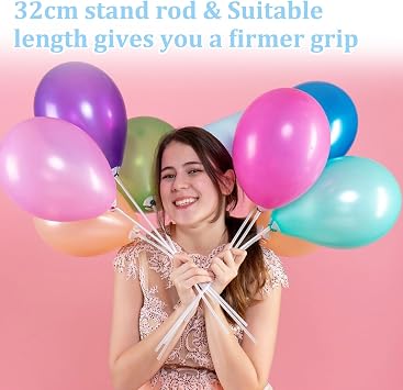 cobee 20 Pcs Balloon Holder Sticks, Plastic Balloon Sticks With Bases, Long Balloon Holder Sticks Balloon Weights for Tying Balloon Arch Anniversary, Birthday, Parties, Wedding Decorations