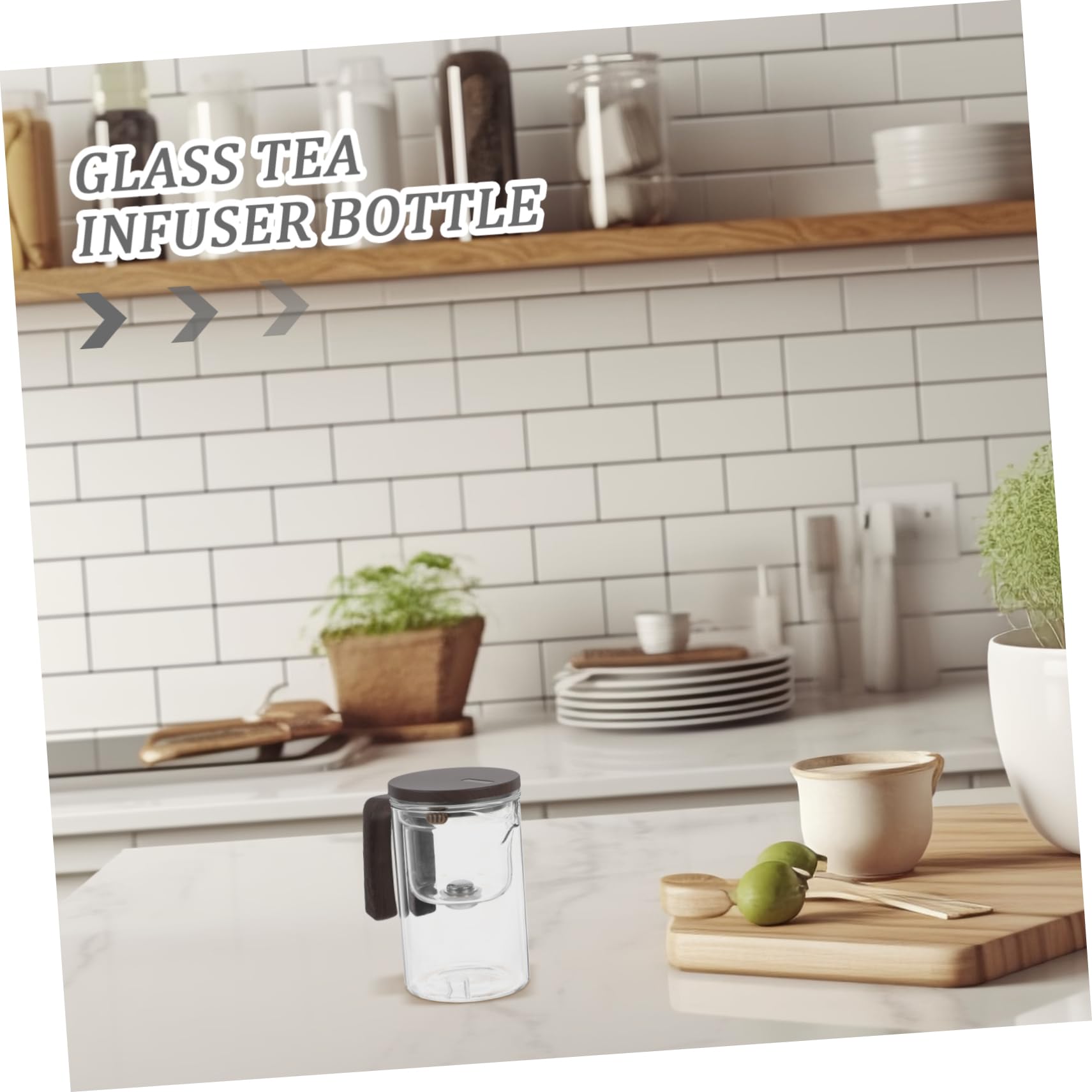LIFKOME Tetera De Vidrio Con Infusor Tetera Infusor De Té Suelto Frasco De Vidrio