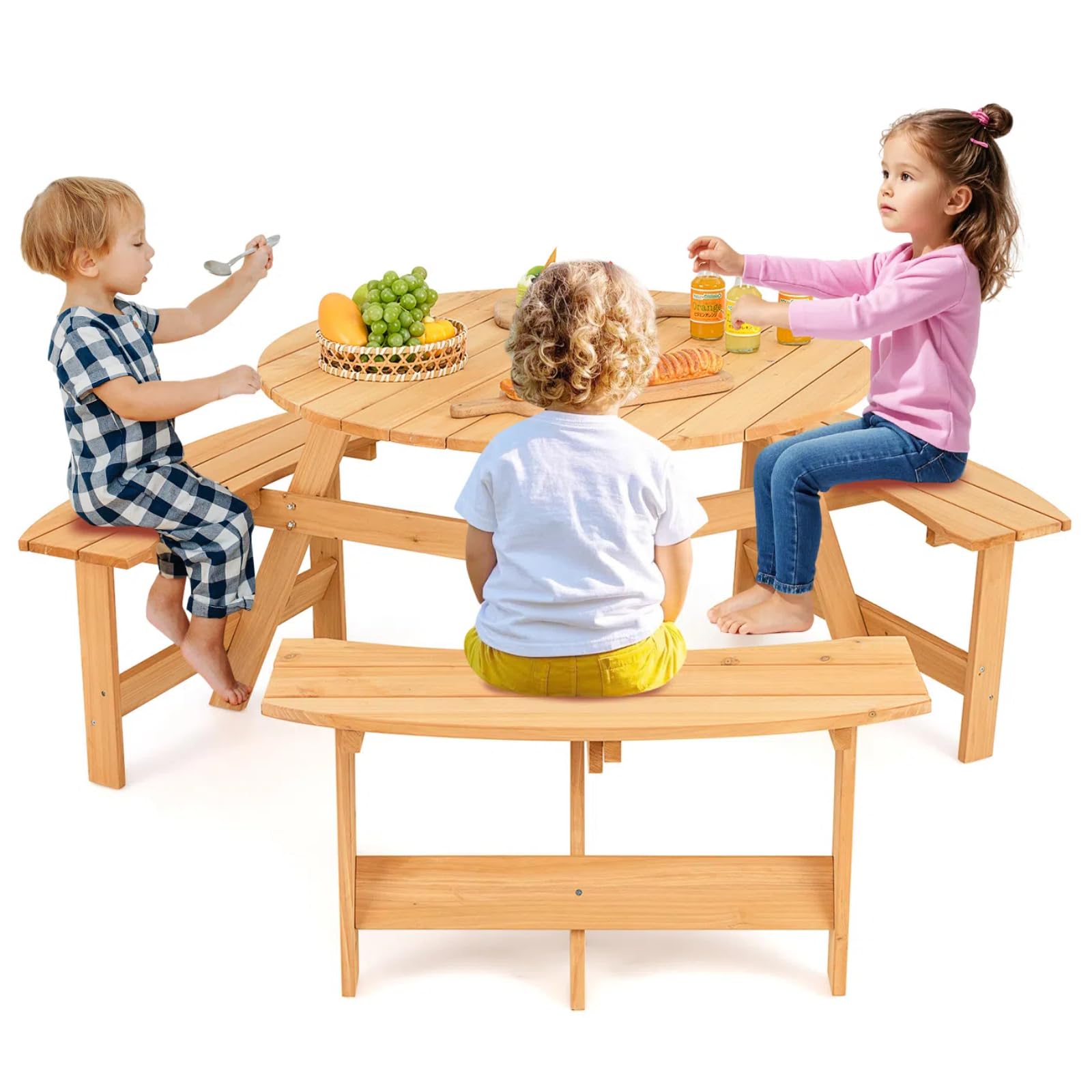 Amazon.com: HONEY JOY 6 Person Kids Picnic Table, Fir Wood Round