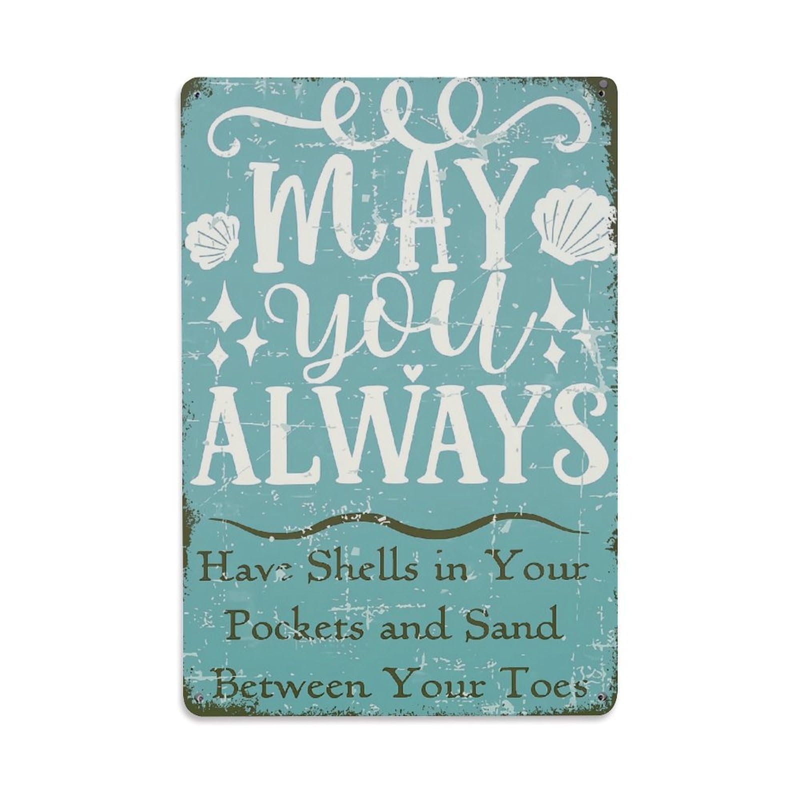 Jdyaojiesheng Vintage May You Always Have Shells In Your Pockets And Sand Between Your Toes Tin Sign Retro Metal Wall Decor Metal Poster, Home Bar Garage Farmhouse Cafe Wall Art Decoration 8X12inches