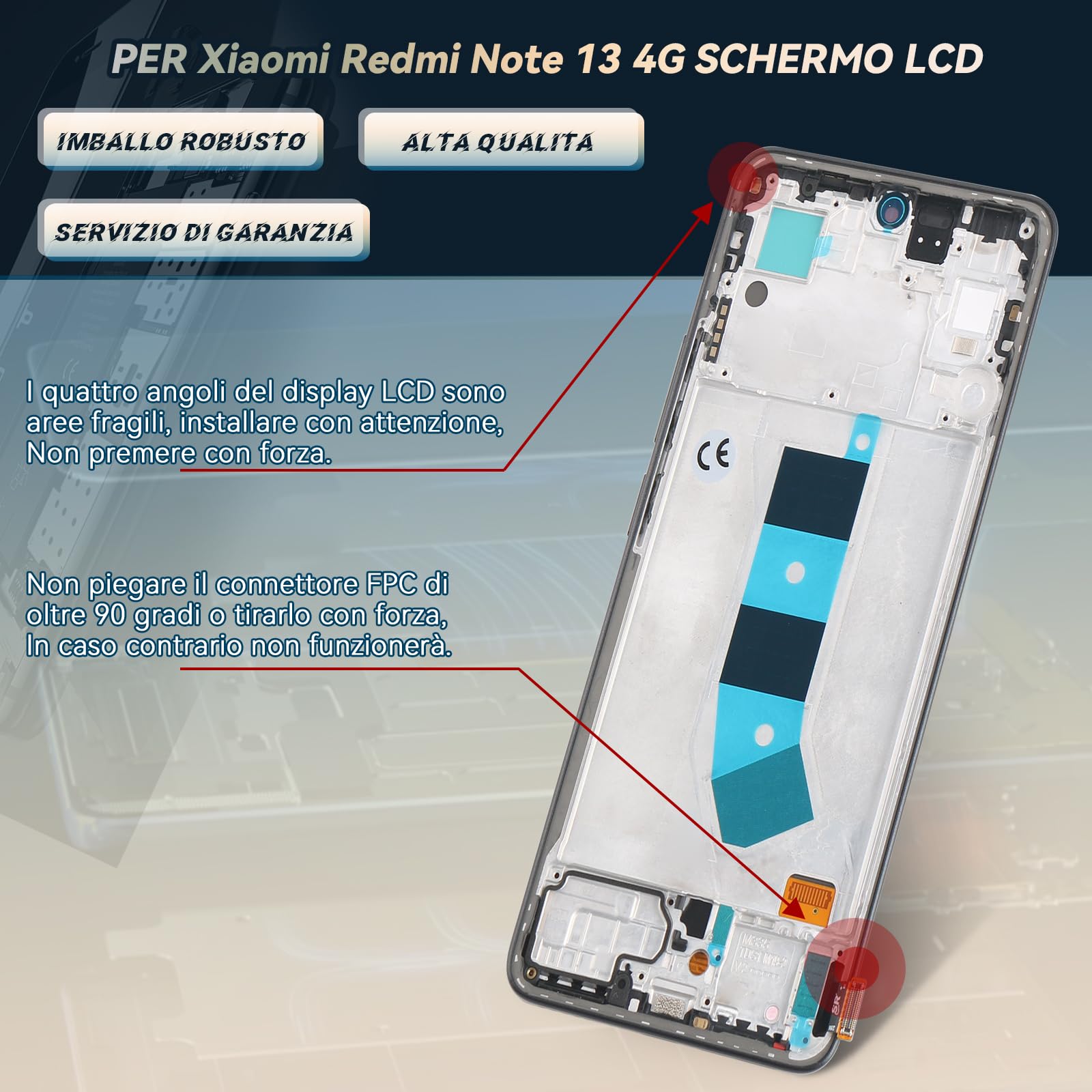 RongZy LCD Schermo per Xiaomi Redmi Note 13 4G Display di Ricambio Touch Screen Digitizer Parti di Riparazione per Redmi Note 13 4G 23124RA7EO LCD Display con Strumenti(Nero con Cornice, 6.67")