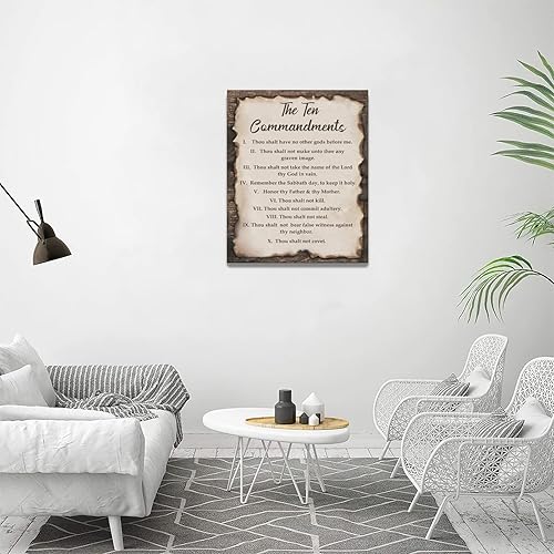 Miniatura 119 de Arte de Pared Cruz de los Diez Mandamientos Arte de Pared de los 10 Mandamientos Versículo Bíblico Religión Cristiana Escritura Imágenes Decoración