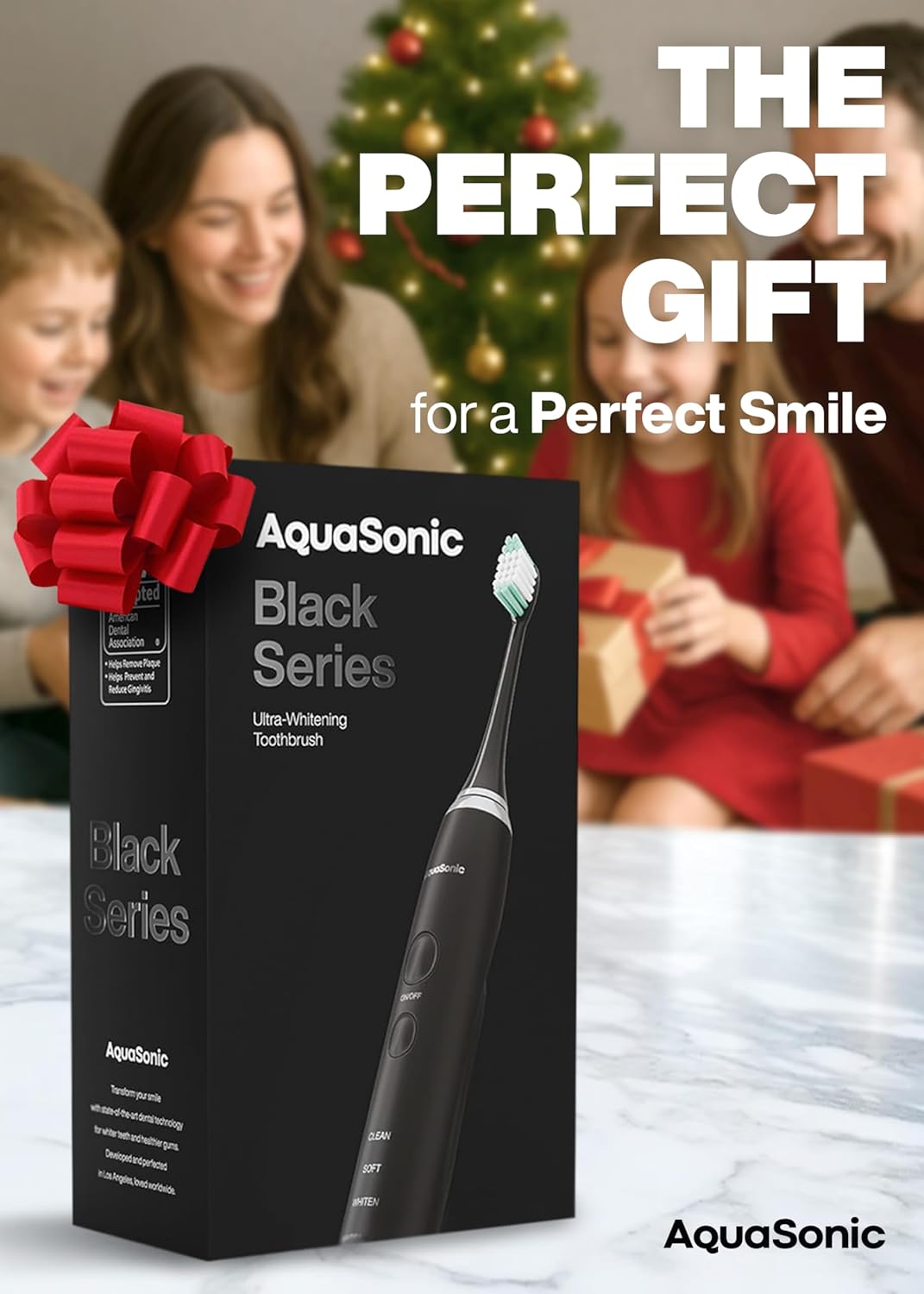 Aquasonic Black Series Ultra Whitening Toothbrush – ADA Accepted Electric Toothbrush- 8 Brush Heads & Travel Case – 40,000 VPM Electric Motor & Wireless Charging - 4 Modes w Smart ...