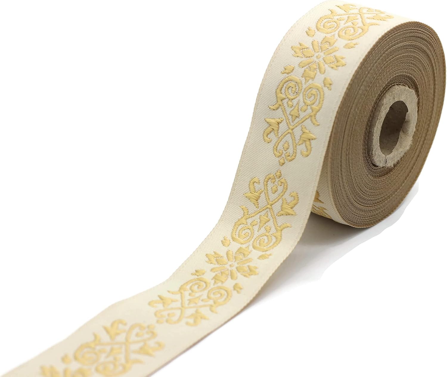 11 Yard Spool 1.37" Wide Gold & Black Victorian Jade Jacquard Ribbon Embroidered Bordure Upholstery Fabric Tapestry for Embellishment Home Decor 35271