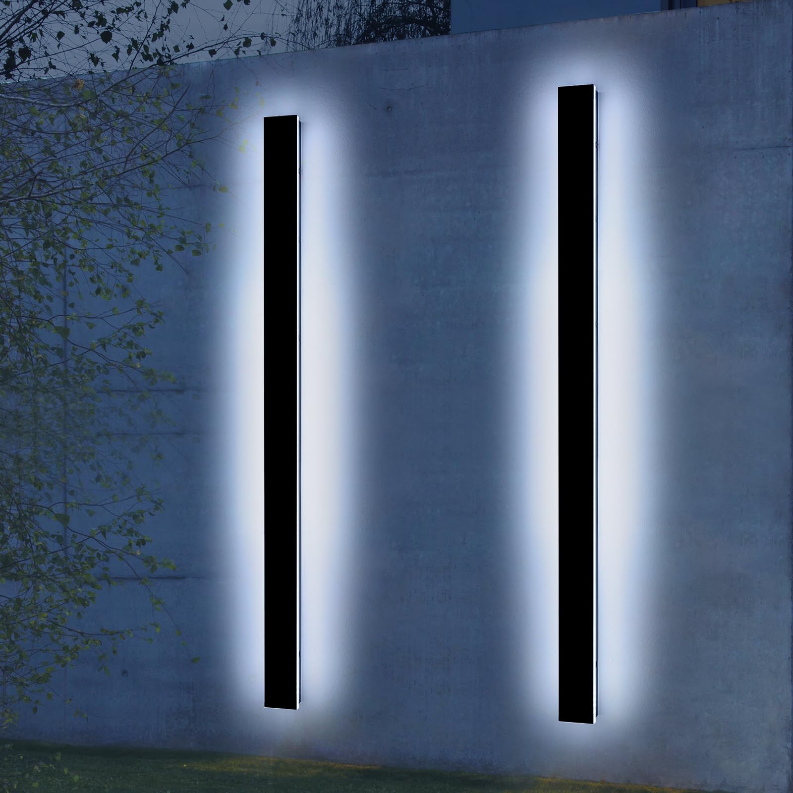2 Pack 71inch Modern Outdoor Wall Light, Dimmable 3000K-6000K
