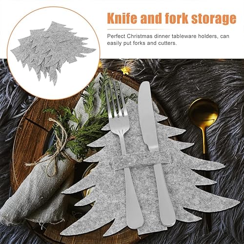 Miniatura 4 de NOLITOY Juego de cubiertos de árbol de Navidad de 8 uds., no tejidos, bolsillos para cubiertos de fiesta, cortador de tenedor, bolsas de vajilla de