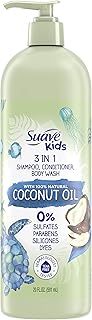 Suave Kids 3 in 1 Shampoo, Conditioner, Body Wash With Coconut Oil for Moisture Soap That's Tear-Free 20 oz