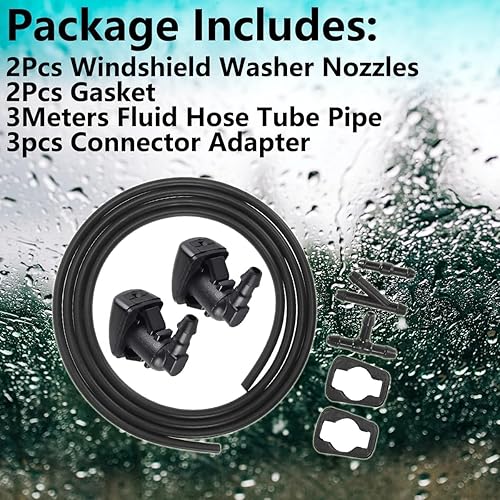 Miniatura 4 de Cheriezing 8S4Z17603AA 2 boquillas para limpiaparabrisas + tubo de manguera de líquido de 9.8 ft + 3 adaptadores de conector (I Y T) compatible con