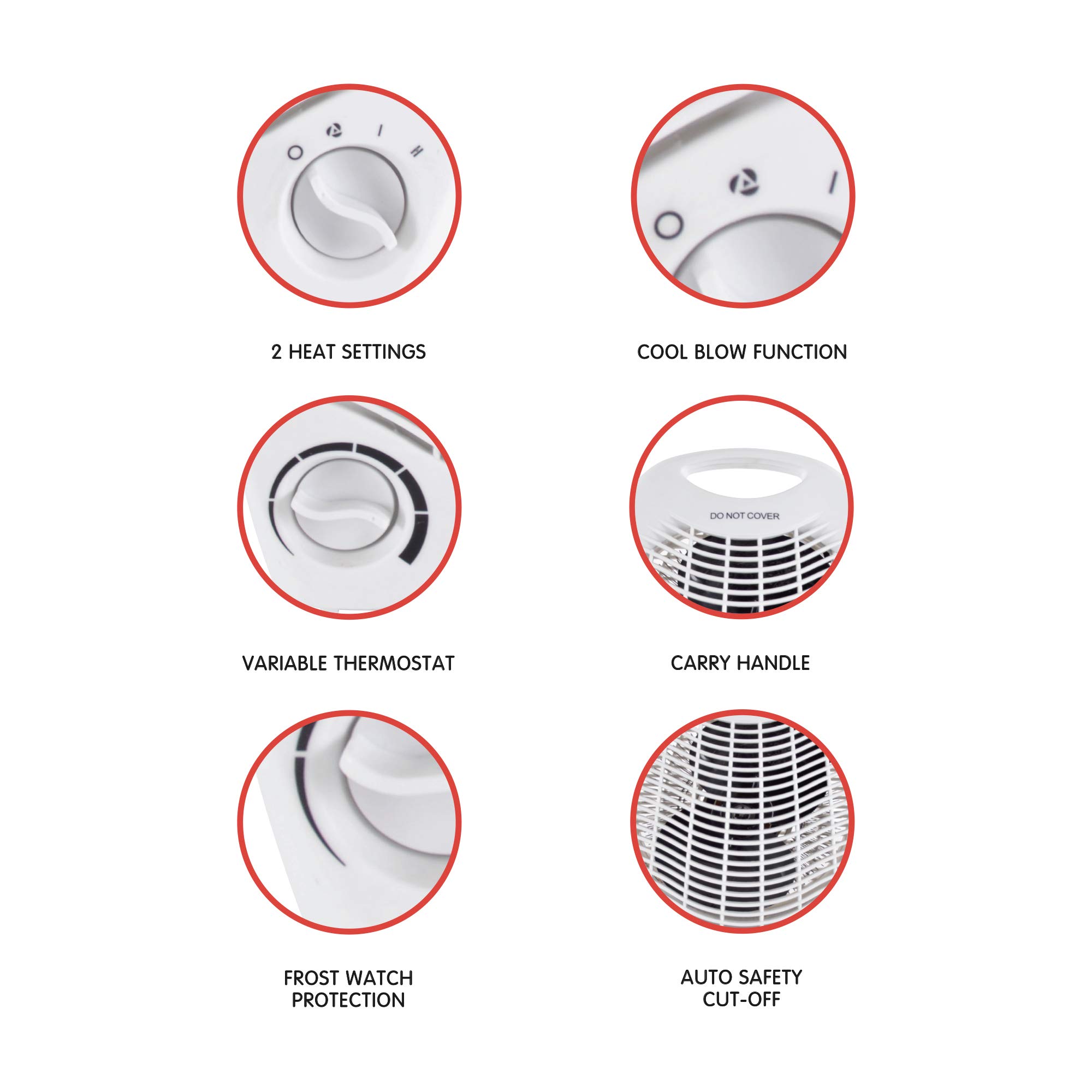STAYWARM® 2000w Upright Fan Heater with 2 Heat Settings / Cool Blow Fan / Variable Thermostat / Frost Watch Protection / Overheat Protection / GS Safety Approved - Image 2