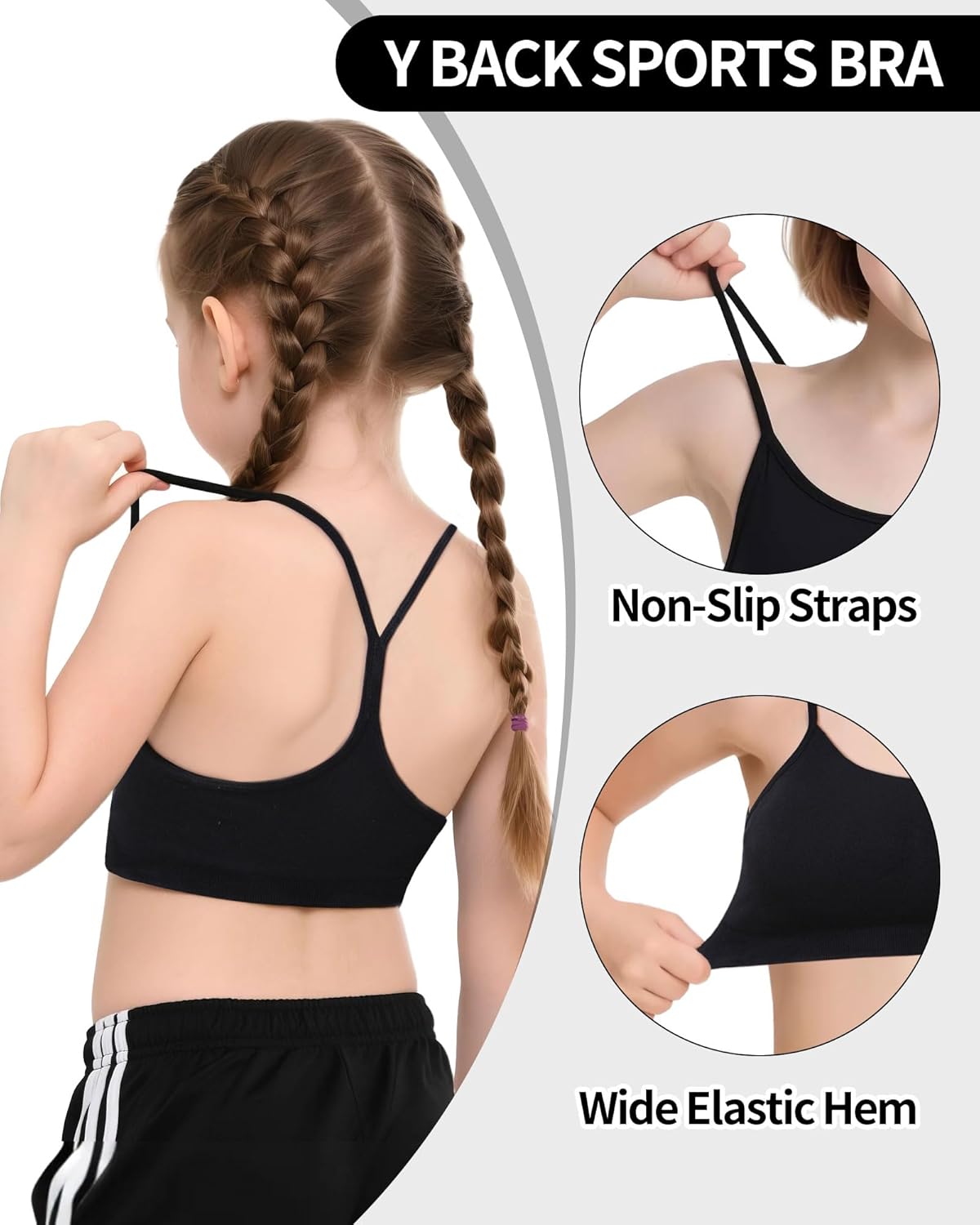 Seamless Sports Bra for Girls Teens Spaghetti Strap Y Back Training Bra Comfort Crop Top with Removable Padding - Image 4