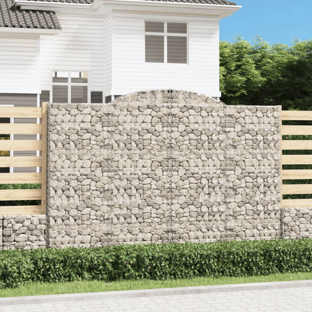 Cesti per gabbioni Archi, 2 pezzi, 300 x 30 x 200/220 cm, ferro zincato | Filo 3,5 mm robusto, ganci rinforzati, parete di sostegno, barriera da giardino