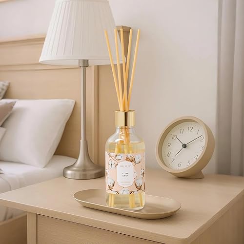Miniatura 8 de Airkeep Juego de aceite difusor de varillas con varillas de caña, difusor de aroma de aceite de aromaterapia de lino limpio para el hogar, oficina,