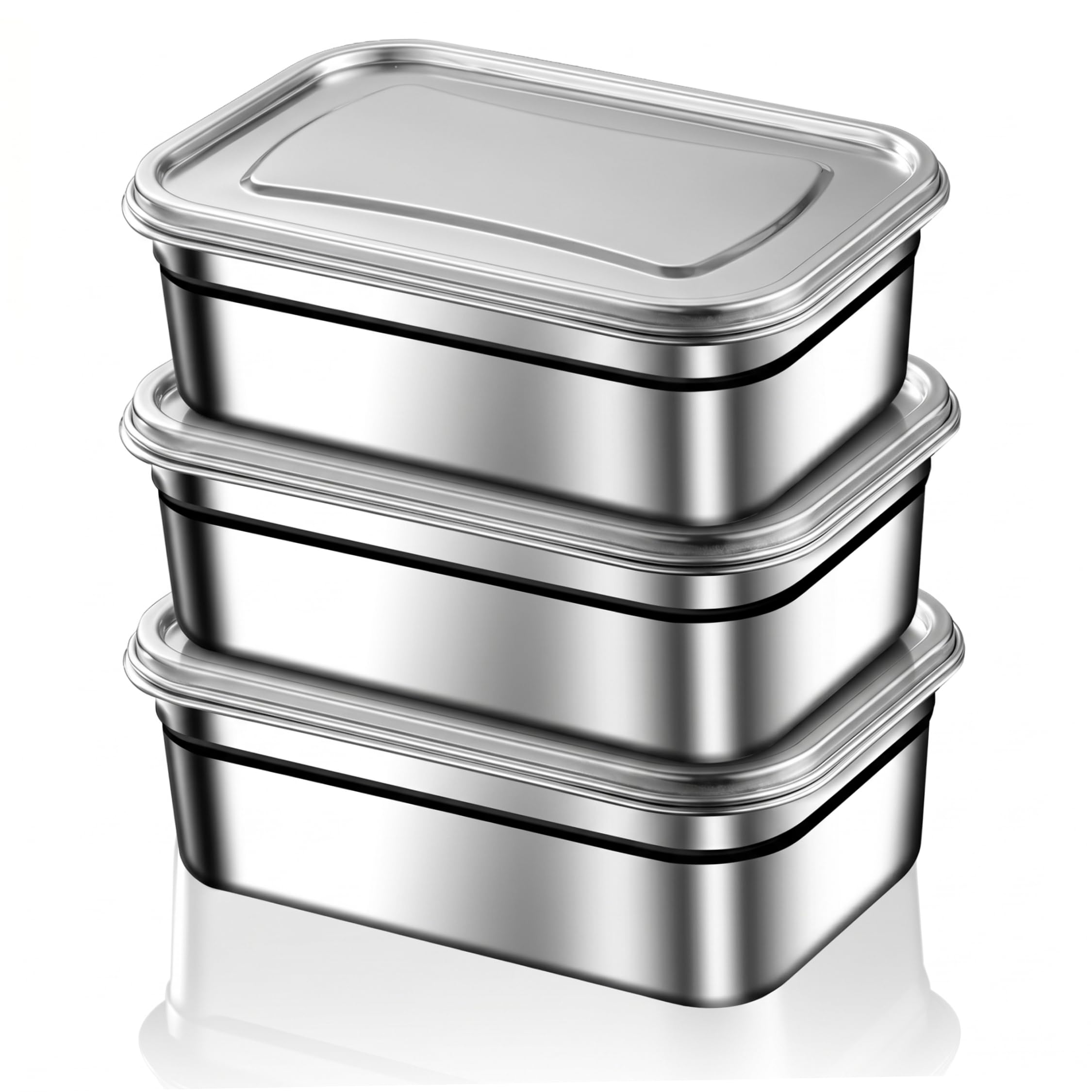 Gemuseeee Ice Cream Container, 3PCS Reusable Stainless Steel Ice Cream Containers with Lids, 1.2L Dishwasher Safe Freezer Storage Boxes for Home Kitchen container, homemade containers