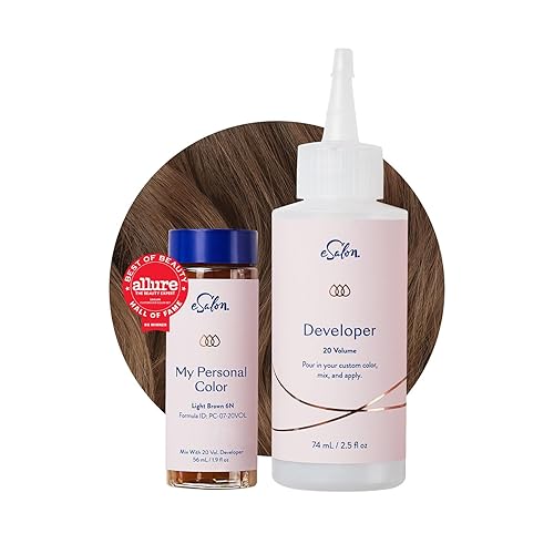 Miniatura 2 de eSalon Kit completo de tinte permanente para el cabello y tinte para el cabello, marrón claro, kit de colorista personal para hasta un 100% de