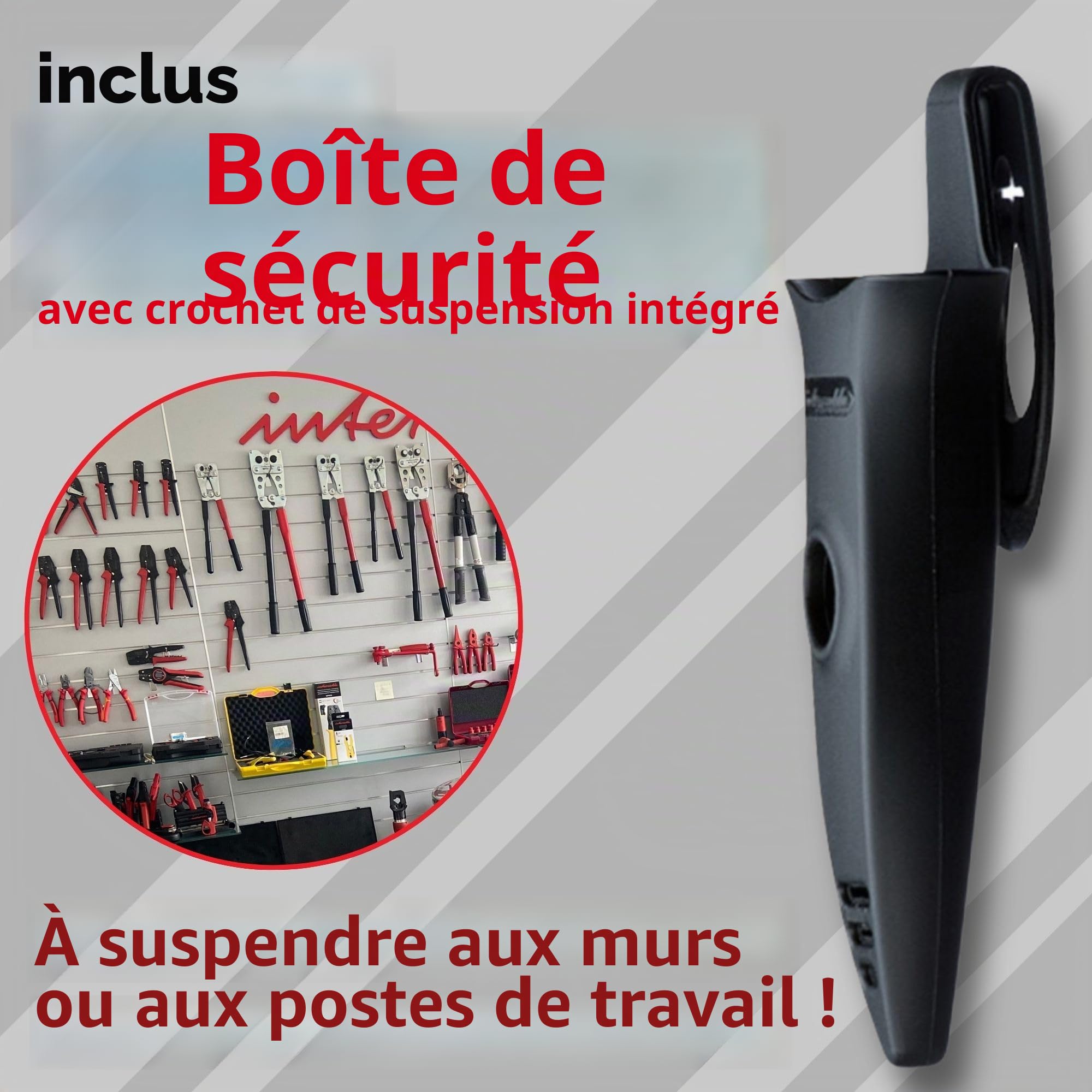 Intercable 16020-F1 Ciseaux Coupe-Câbles en Acier Inox avec Étui | Outil 3-en-1 pour couper, dénuder et sertir. Manche antichoc ergonomique réduisant l'effort de 50%. Longue durée de vie.