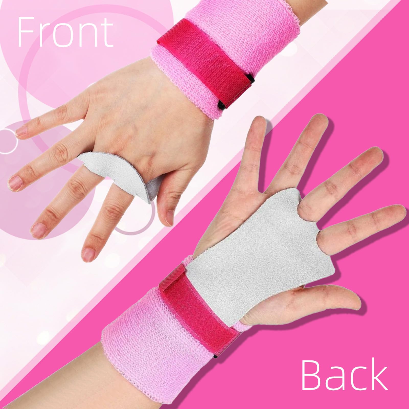 2 paia di cinghie elastiche per bambini, guanti da ginnastica per bambini, con bracciali, manopole regolabili per bambini, imbottiture per crossfit, bodybuilding, calistenica, pesi (rosa)