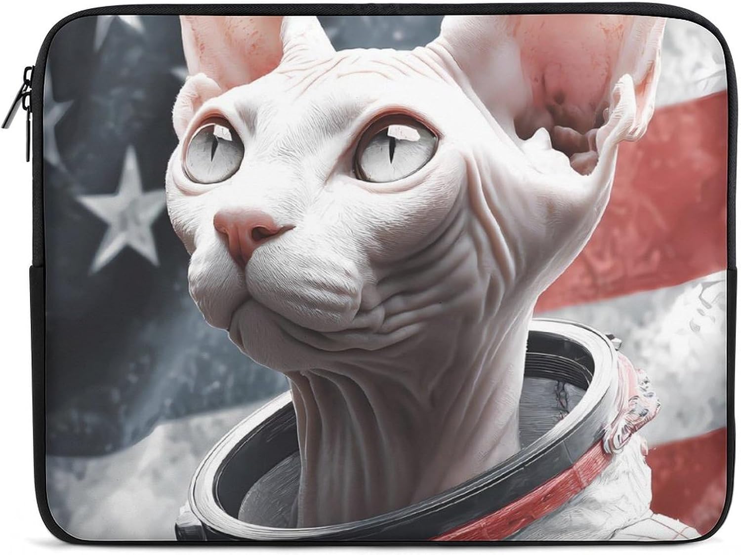 Sphynx Cat in Astronaut Costume U.S. Flag Funny Laptop Bag Carrying Briefcase Computer Sleeve for Notebook Ultrabook