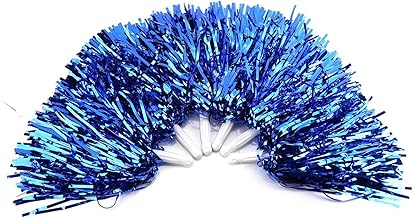 Tyenaza 6pcs cheerleading pom pom, 7 couleurs pom-pom girl squad spirited pom fête danse accessoire sportives pompes jacre (Blue)