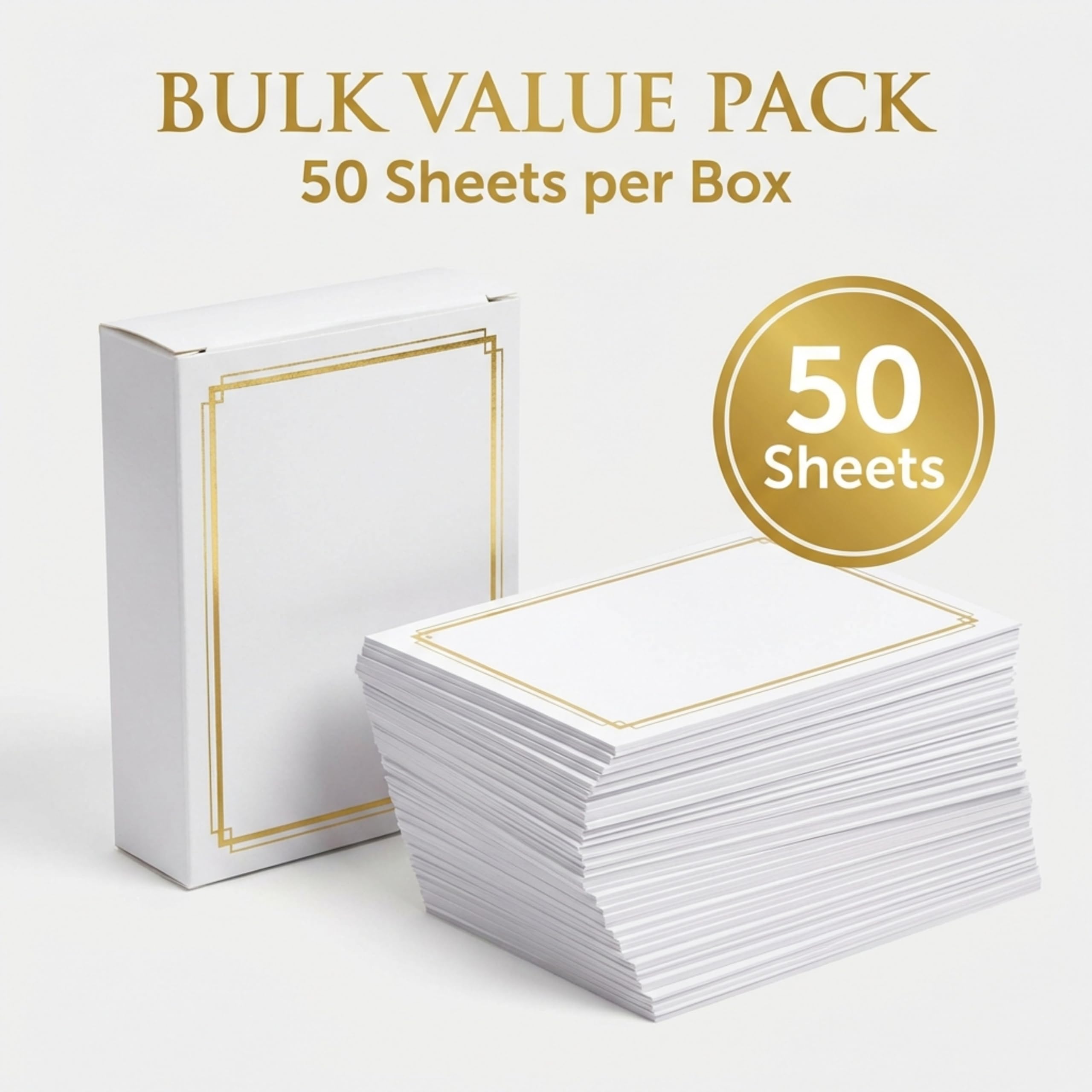 White Specialty Certificates, 50 unidades en blanco, borde de lámina dorada en hojas de papel de 38 libras, 8.5 x 11 pulgadas, compatible con láser y inyección de tinta