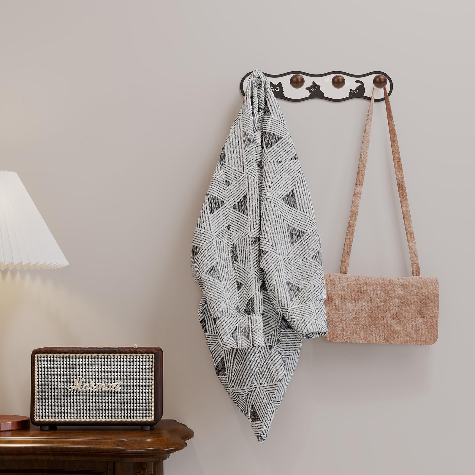 Perchero de pared, bonito perchero de pared con ganchos, soporte de pared de metal para entrada, baño, dormitorio, abrigos, sombreros, ropa