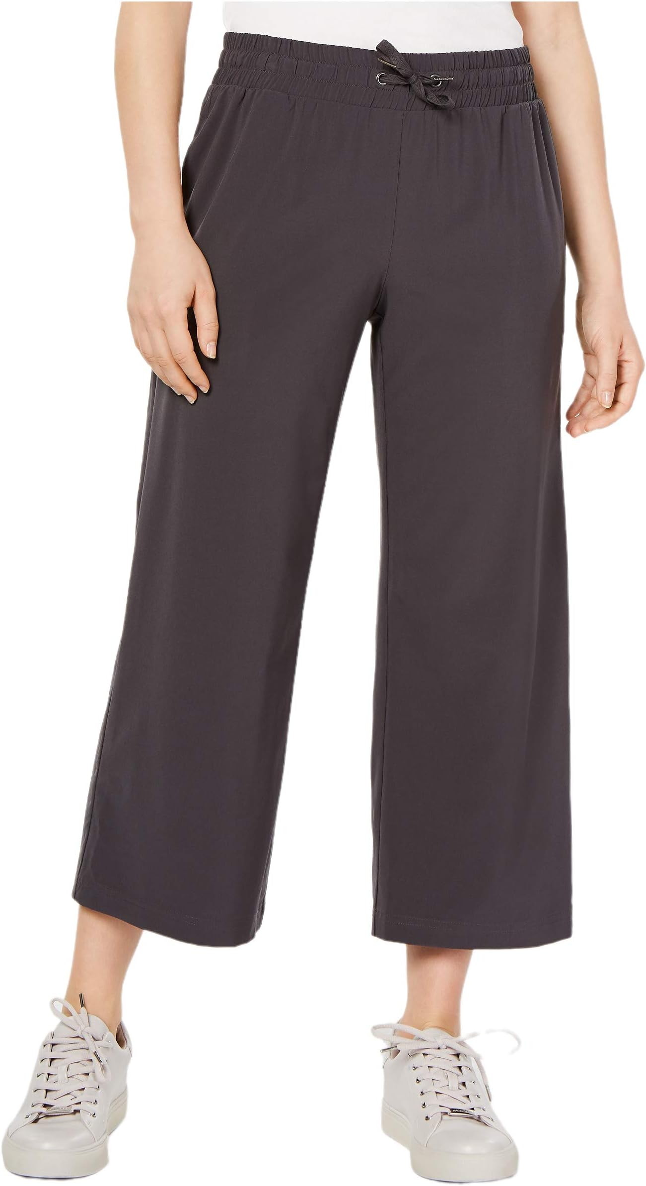 Ideology Wide-Leg Woven Pants-M-DEEP Charcoal