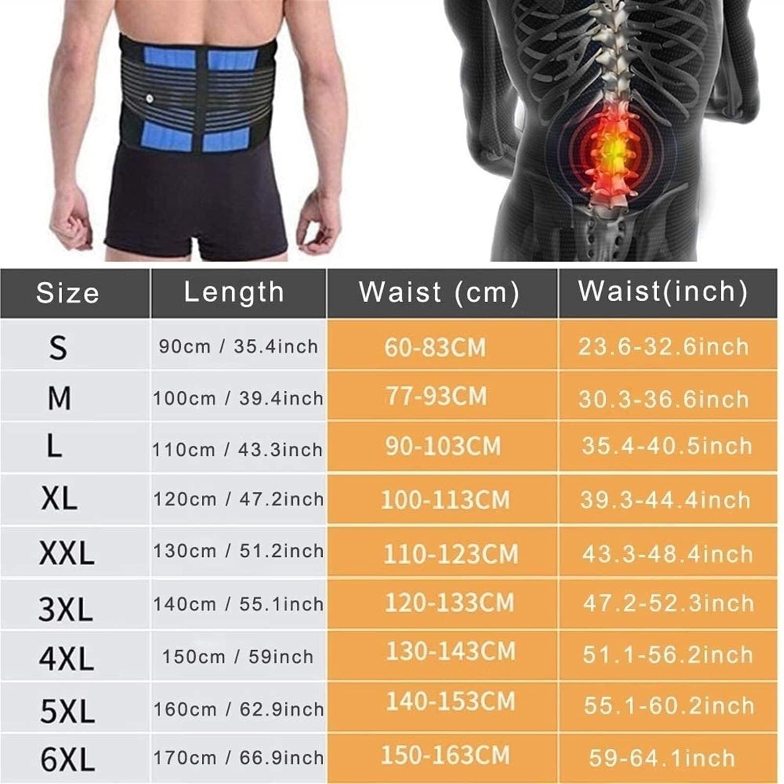 Faja Lumbar Cinturón De Soporte Lumbar Corrector Postura Soporte Lumbares(4XL)