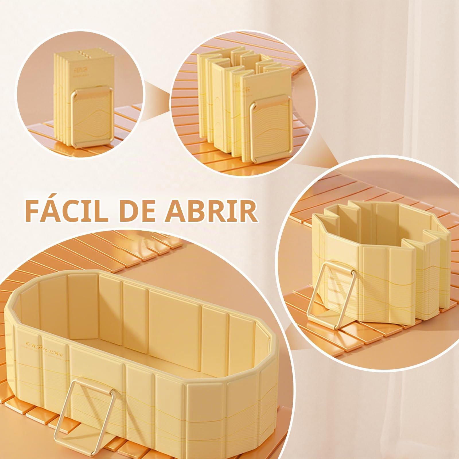 Bañera plegable para adultos, 2 en 1, baño de hielo y agua caliente, bañera portátil independiente con tapa, ideal para spa en casa, exterior e interior, sin montaje (120 x 56 x 50 cm, dorada)