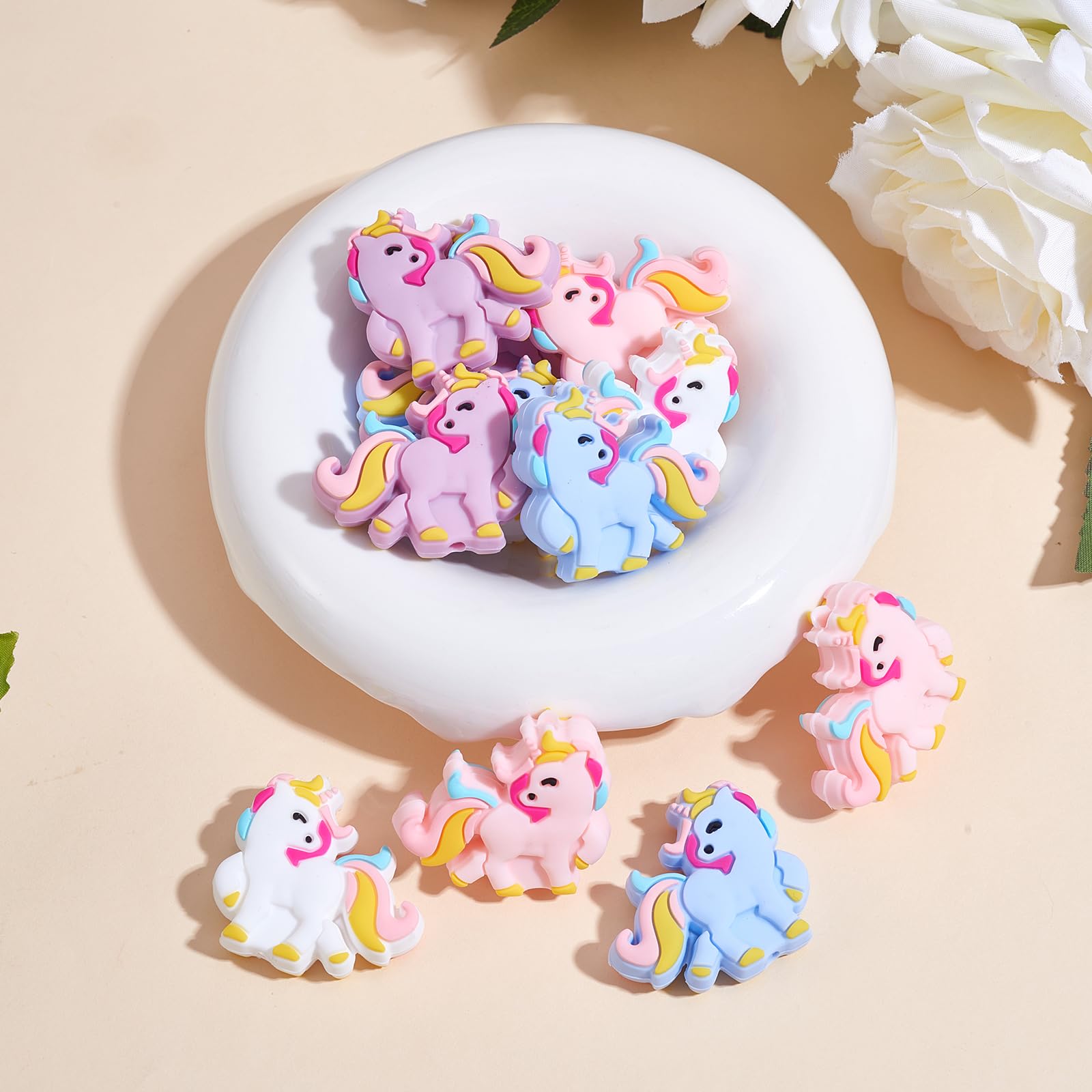 12 Stück Runde Silikonperlen Bausatz - Bunte DIY Perlen Für Schmuck & Armbänder