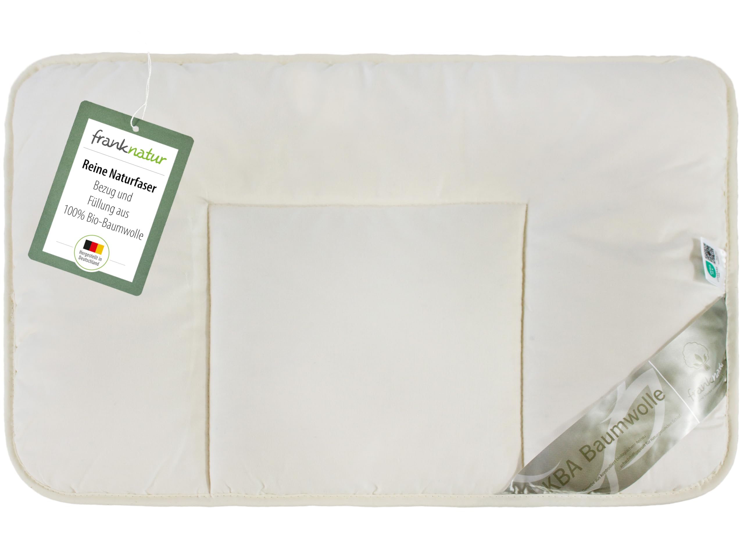 franknatur Kinderflachkissen 40x60 Bio Baumwolle Kopfkissen Nancy