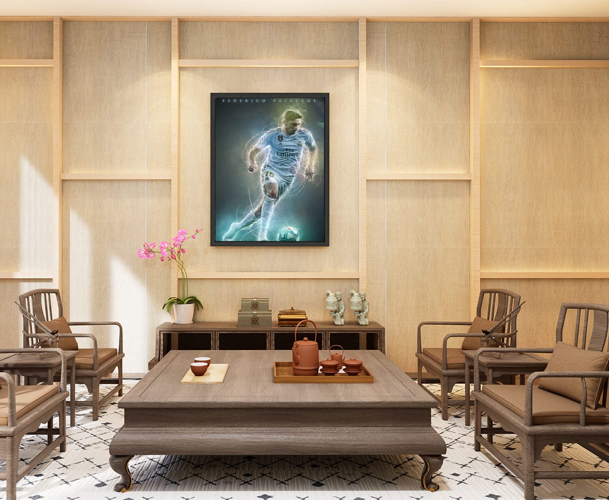 Xtreme Skins Designs Print Black Wood Floater Framed Canvas Wall Art Decoration Poster (22x34 Inch) - Federico Valverde