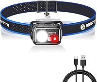 Brinyte HC01 1000 Lumen Rechargeable Headlamp - USB-C, Red Light, AAA Backup, Lightweight for Camping, Hunting, Running