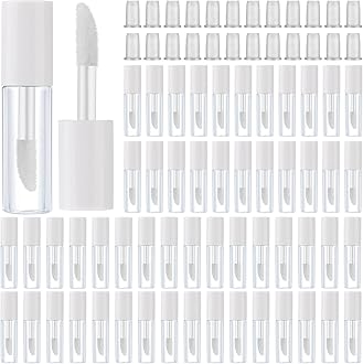 Patelai 100 Pieces Clear Mini Lip Gloss Tube Refillable Empty Lip Balm Gloss Containers Bottles Transparent Mini Lipstick Containers for Women DIY Makeup (White,1.2ml)