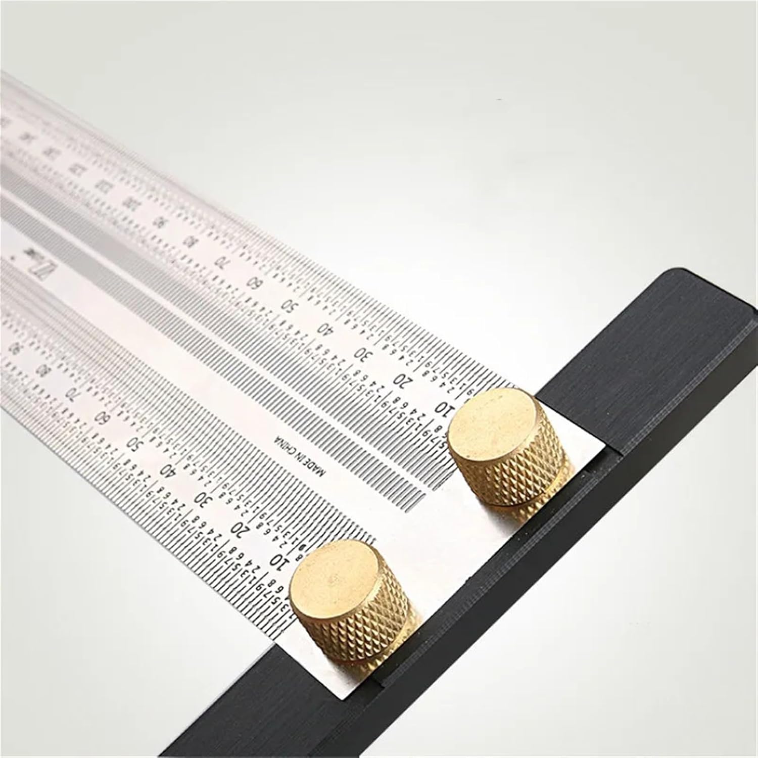 Woodworking Scribe Scale Ruler T-Type Hole Ruler Stainless Woodworking Scribing Mark Line Gauge Carpenter Measuring Tool (Color : Silver 200mmT-ruler)