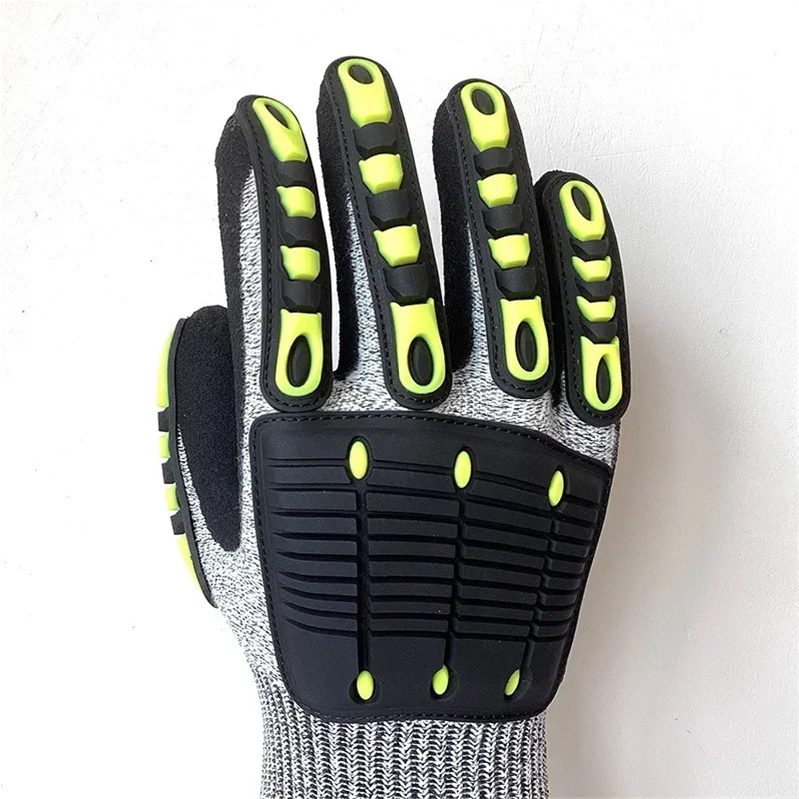 Générique Compatible avec les gants de travail mécaniques GMG TPR, gants de sécurité résistants aux coupures, Anti-vibration, absorbant les chocs, résistants à l'huile(L)