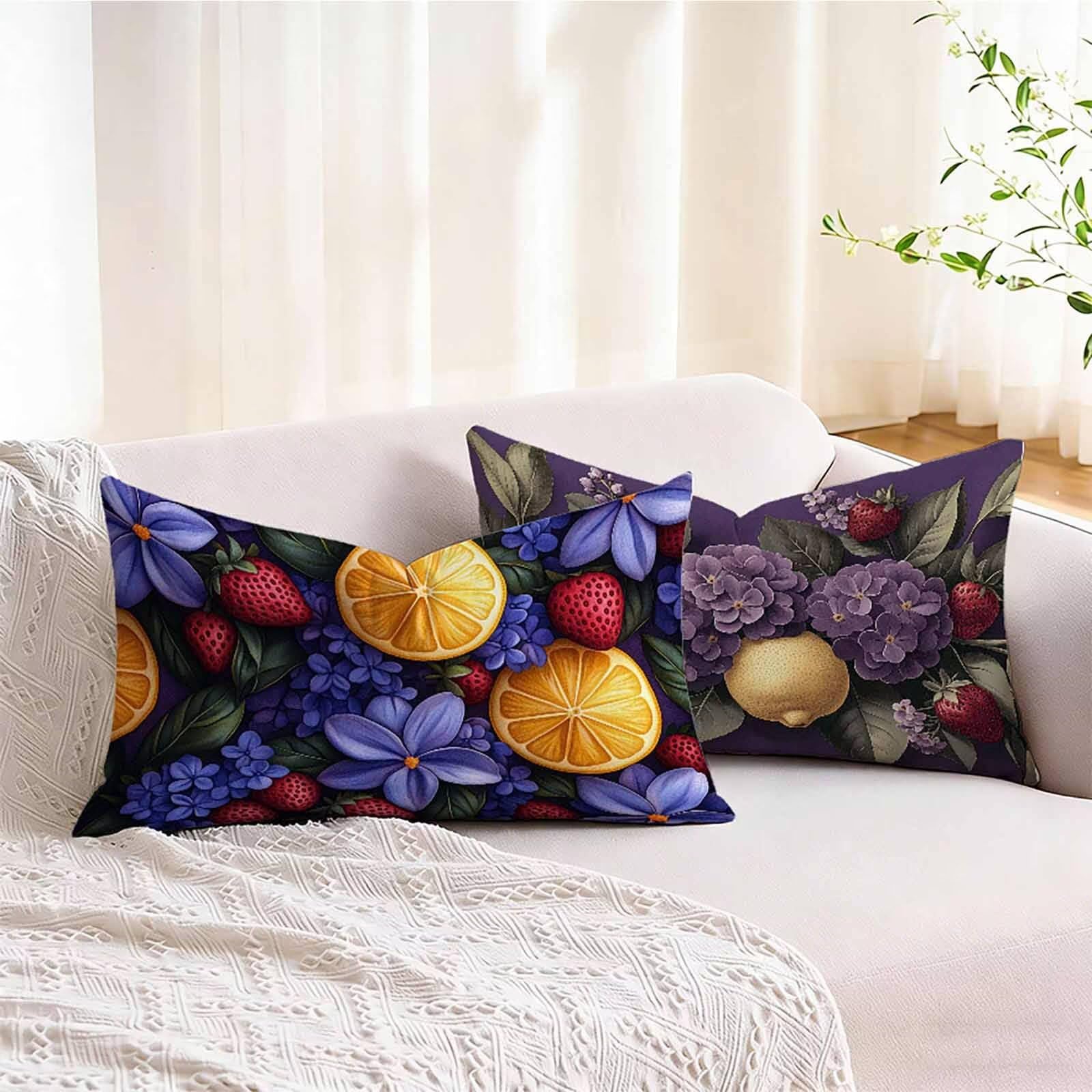 Poszewka na poduszkę 50x80 Zestaw 2 szt. Purpurowa poszewka na poduszkę Magnolia wzór prostokątna poduszka z niewidocznym zamkiem błyskawicznym dwustronny nadruk projekt do dekoracji domu jesień salon