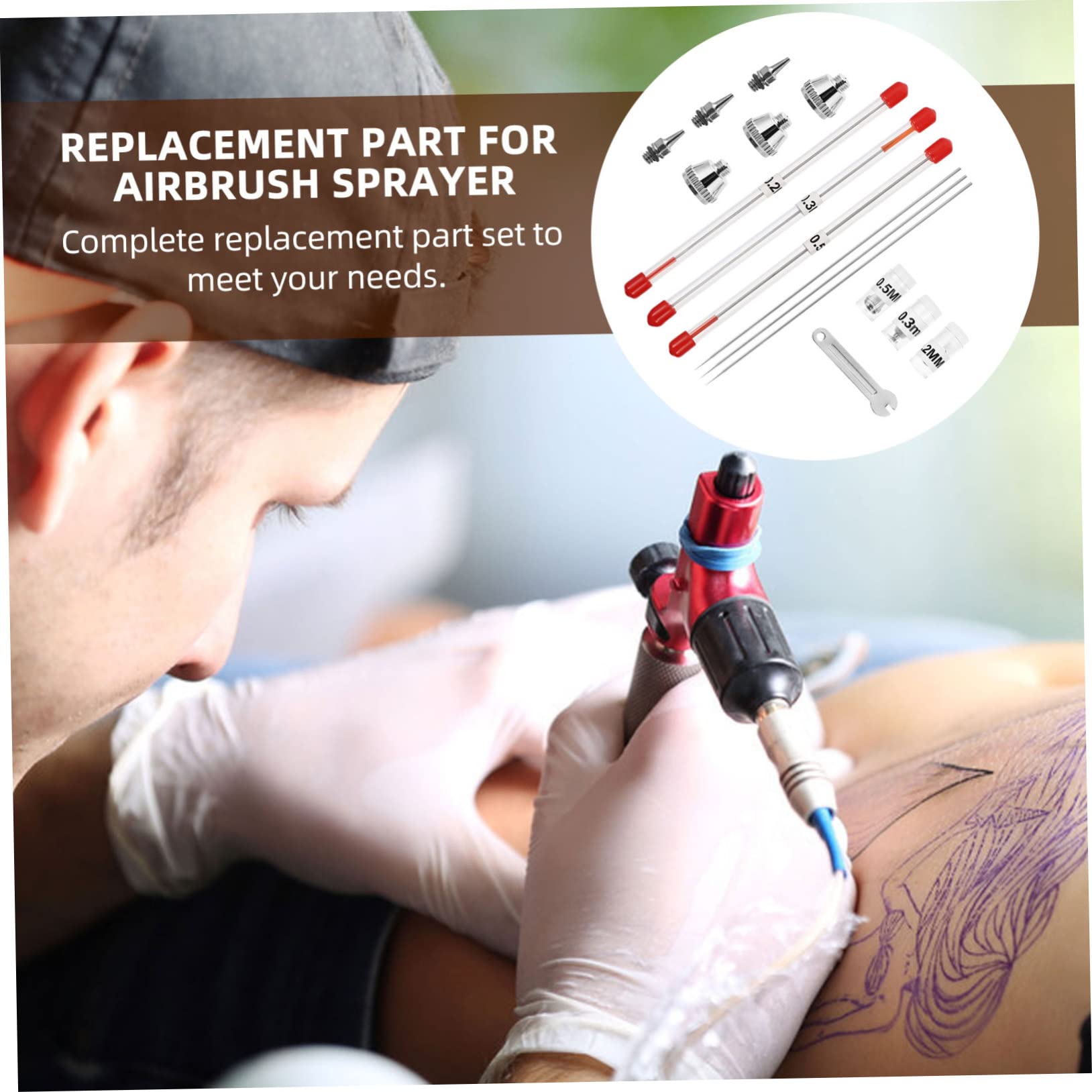 DIYEAH 3ensembles Set De Aiguille Et Buse De Remplacement Pour Aérographe Kit Complet Accessoires Inoxydable Pour Réparer Votre Aérographe