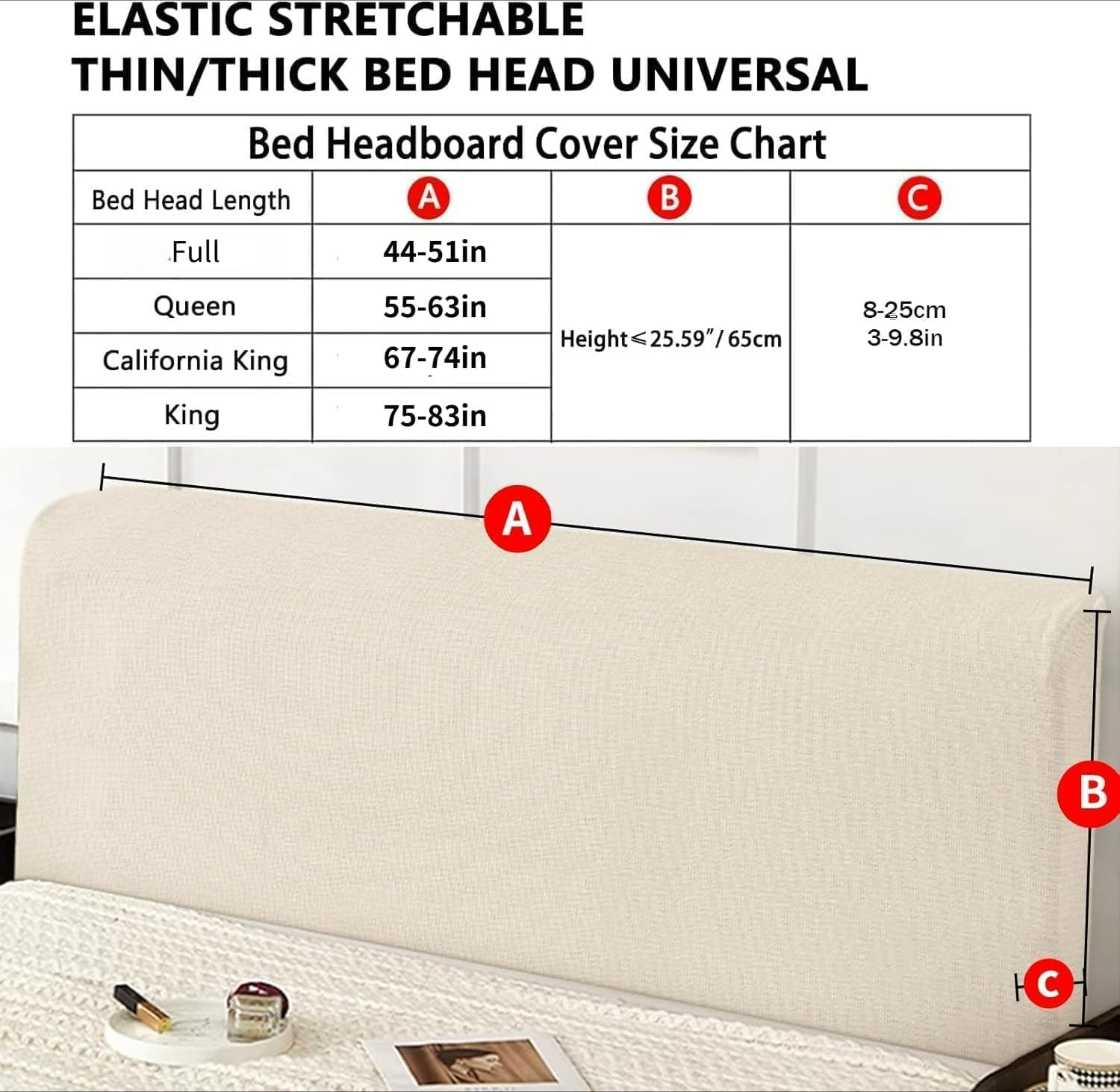 Fundas Elásticas De Lino para Cabeceros De Cama Matrimoniales, Queen Y King Size - Funda Protectora Gruesa, Antideslizante Y A Prueba De Polvo. Khaki Queen:140-160cm/56-63''