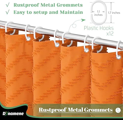 Vista 96 de Dynamene - Cortina de ducha, bohemia y rústica con rayas con chebrón en relieve, cortina texturizada para decoración de baño, juego de cortina A.